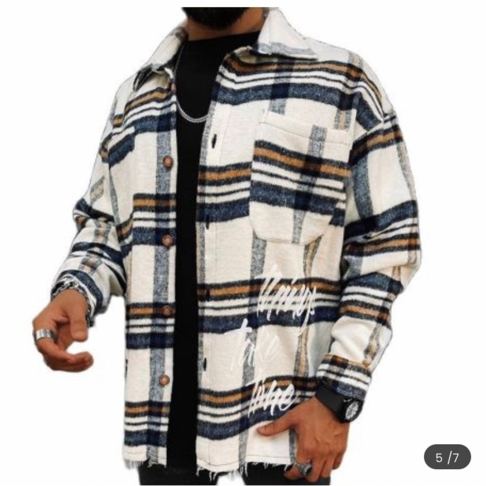 Men Fashion Casual Checked Mid-length Coat